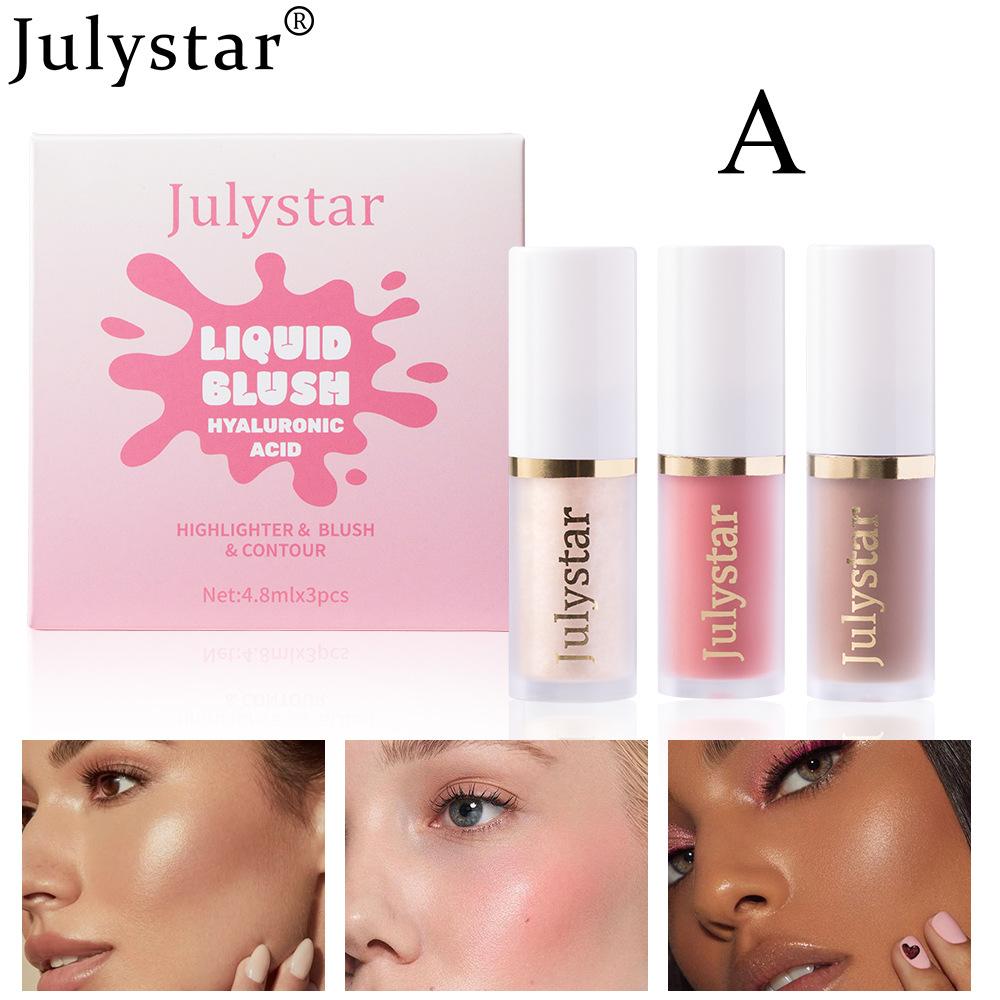 3PCS Makeup Facial Brightening Multifunctional 3-in-1 Grooming Highlight Blush Set Liquid Long-lasting Blush Liquid 4.8ml*3pcs