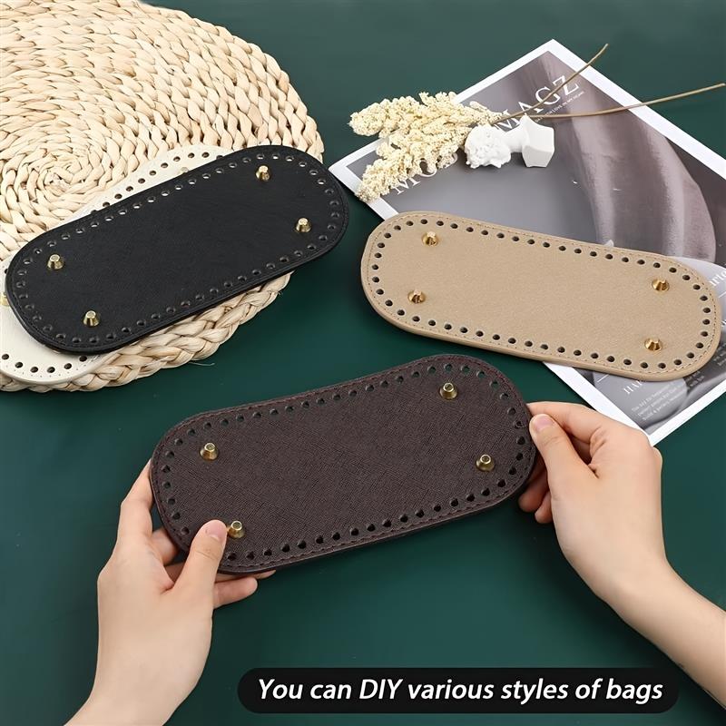 1 Stück Robuster Häkeltaschenboden Oval DIY Taschenformer mit Zierstich & Goldenen Nieten Bastelbedarf Handgemachte Taschenrahmen, Genietete Kanten