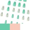 Nail Art Wearing Nail Short Green Wave White Flower Wearing Nail Art Nail Piece Wearing Nail Piece