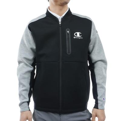 Sweatshirt Long Sleeve Water Repellent One Point Logo 3LS Zip Sweatshirt Golf Oxford Gray [Champion] WRAP-AIR Techweave(R) Men's C3-ZG603