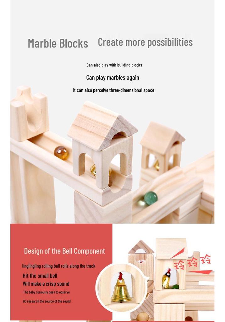 Onshine Wooden Marble Run Educational Building Blocks for Kids