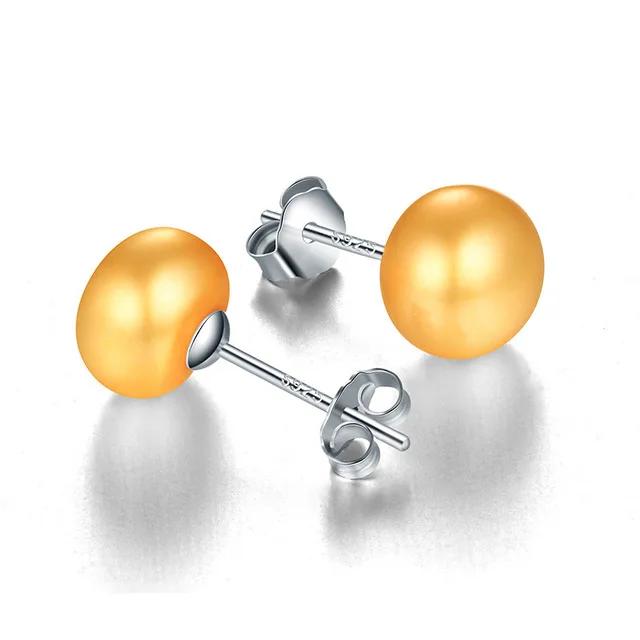 Orecchini HENGSHENG in Perle d'Acqua Dolce Bianche 100% Autentiche Gioielli alla Moda Orecchini a Bottone in Argento Per Donna Super Offerta Con Scatola Regalo