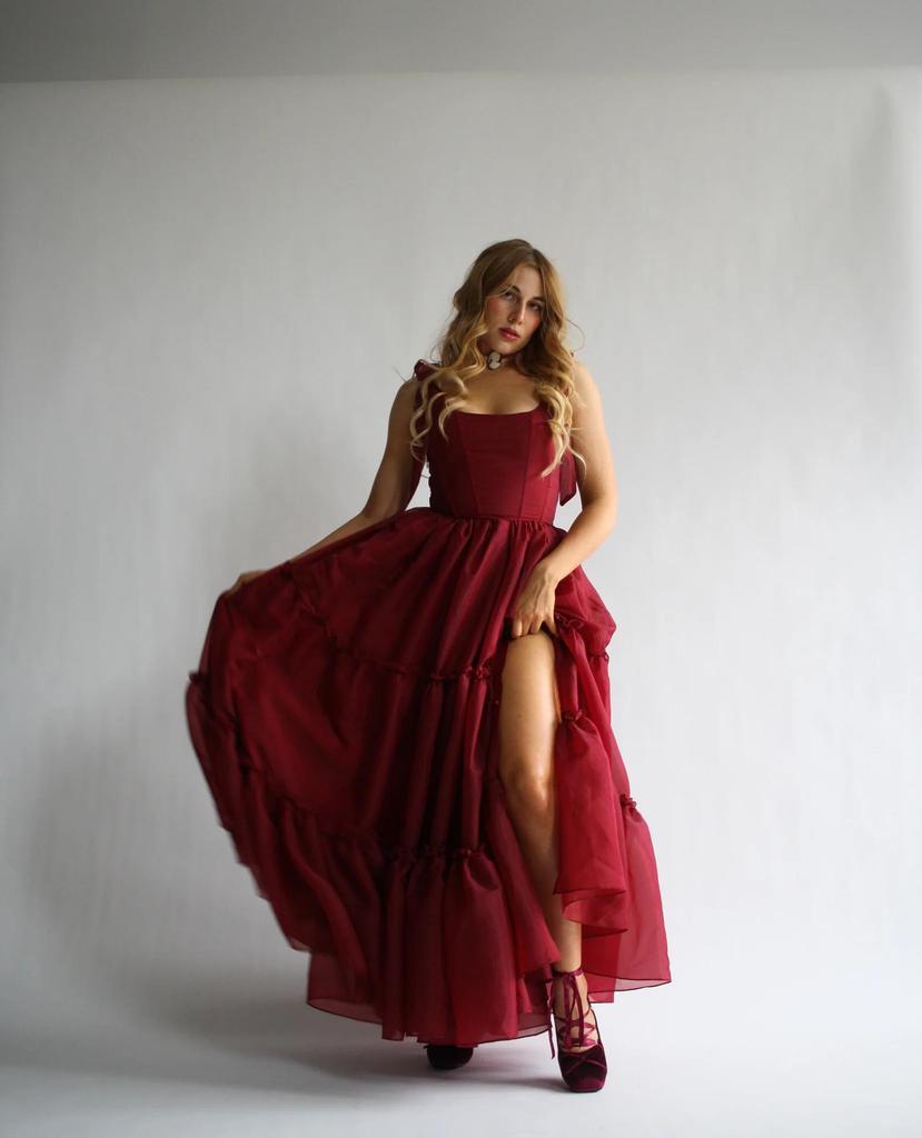 2026 European-American Fishbone Evening Gown: Women's Lace-up Puffy Skirt Dress