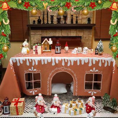 Christmas Gingerbread Playhouse Large Tablecloth For Kids Table Tent Indoor & Outdoor Table Cover Playhouse For Xmas