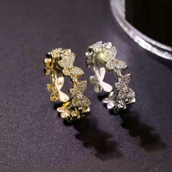 Bague de fiançailles ajustable style coréen avec papillons