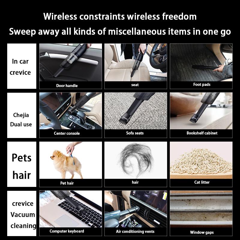 Car Mounted Vacuum Cleaner Wireless Handheld Mini Vacuum Cleaner for Car Use, Household Charging, Portable Powerful Vacuum Clean