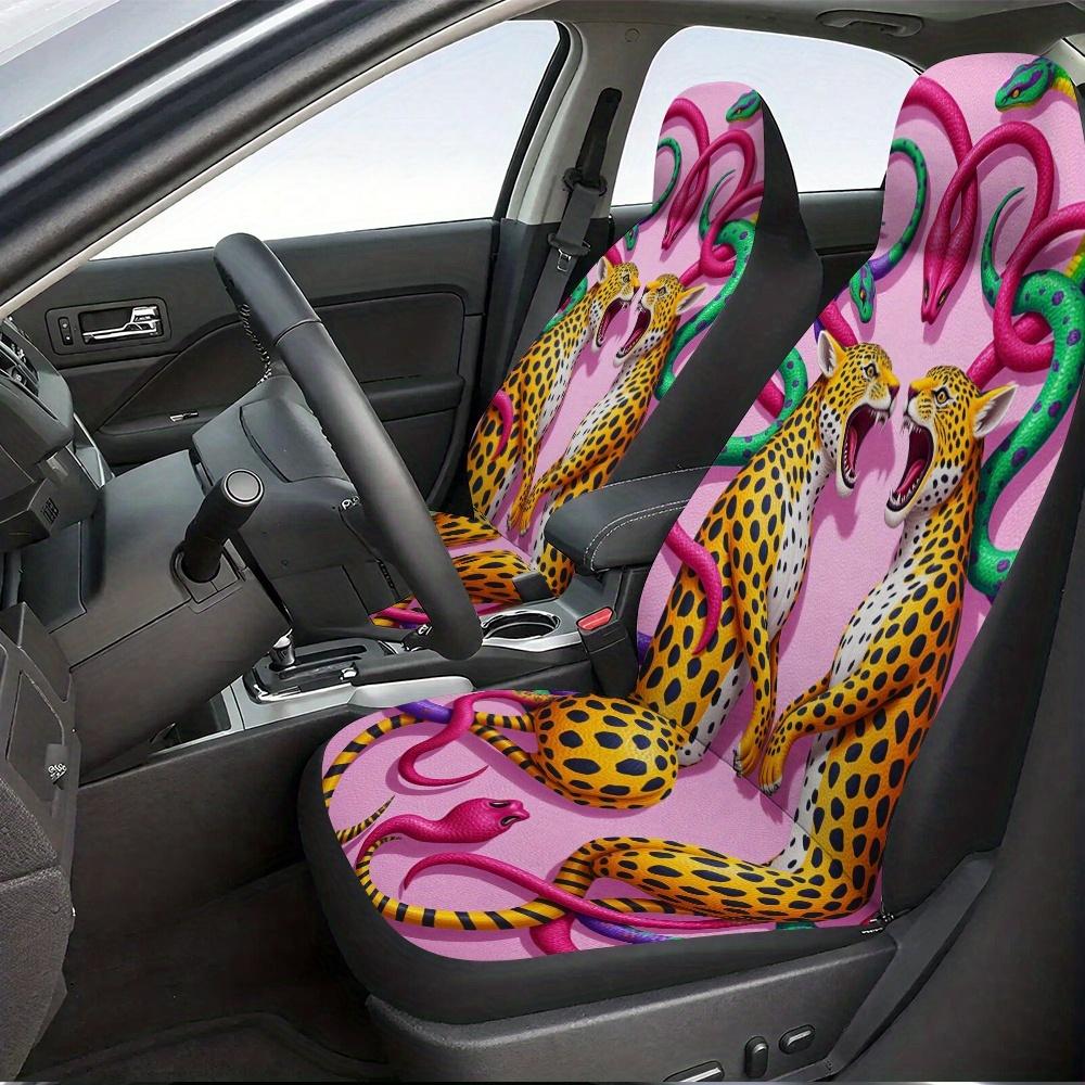 2 Stück, Moderne Leoparden-Schlangen-Surreal-Abstrakte Druck Auto-Sitzbezüge, Bequem Und Langlebig, Universelle Passform Für Die Meisten Fahrzeuge, Gre