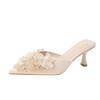 Summer new fashion satin rhinestones are not tired, empty sandals after feet, pointed stiletto high heels