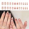 Fashionable Short Square Valentines Day False Nail French Tips Heart Designs Press On Nail Artificial Nail for Women