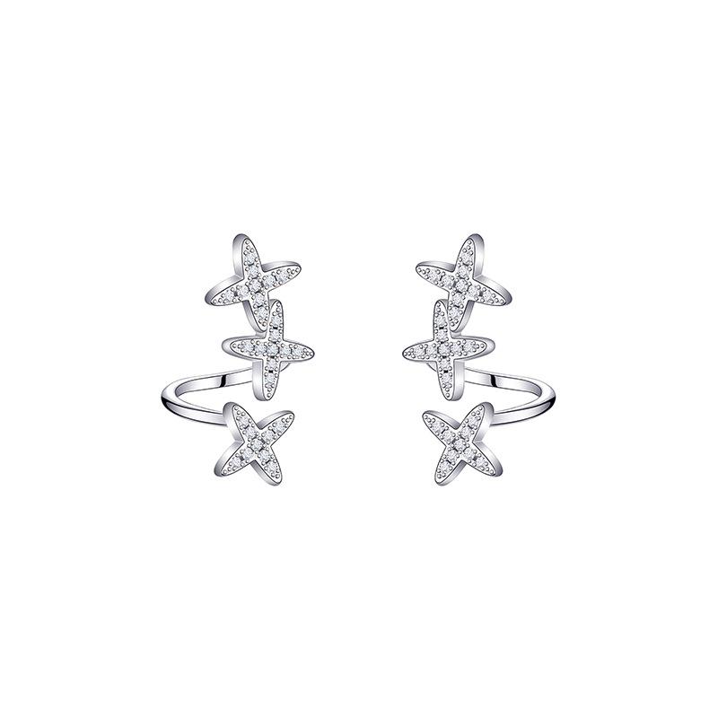 Shining Star Stud Earrings Women's Light Luxury Niche Temperament Zircon Earrings