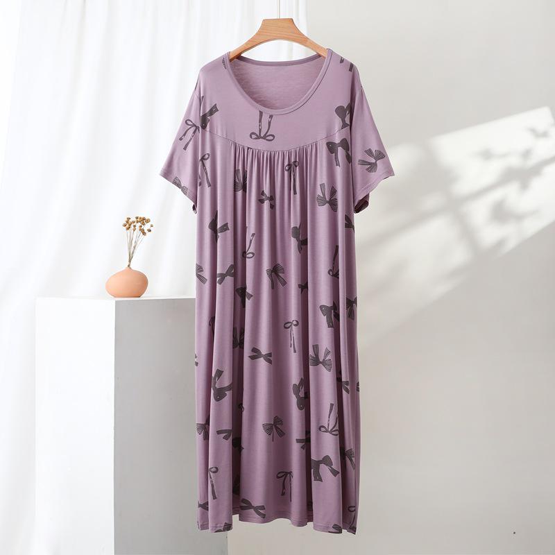 Women's V-Neck Modal Nightgown Dress - Plus Size, Lightweight, Indoor/Outdoor Wear for Spring & Summer