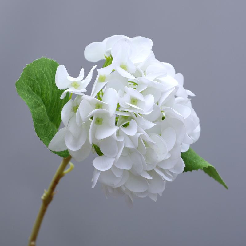 Blue Real Touch Artificial Latex Hydrangea Wedding Bouquet Pography Props Home Garden Simulation Green Plant Decoration