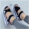 Women's Plus Size Color Block Flat Sandals, adjustable magic tape with thick sole suitable for daily leisure and beach occasions