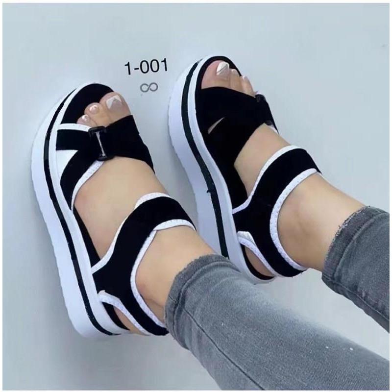 Women's Plus Size Color Block Flat Sandals, adjustable magic tape with thick sole suitable for daily leisure and beach occasions