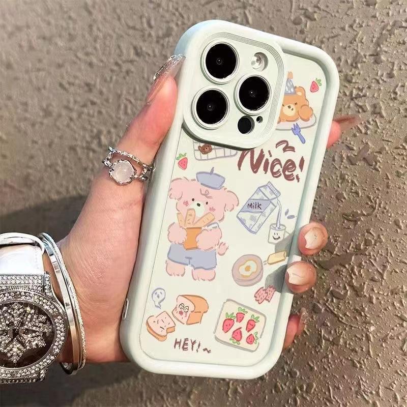 Bear Is Suitable for Apple 16 IPhone Animation 15plus Creative 14 Silicone Soft Shell 13 Mobile Phone Case 12promax