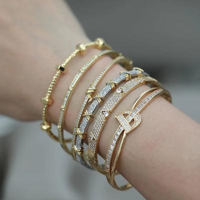 Classic Luxury Zirconia Cross Letter D Charm Bracelets For Women Fashion Brand Jewelry Elegant  Knot Bangle
