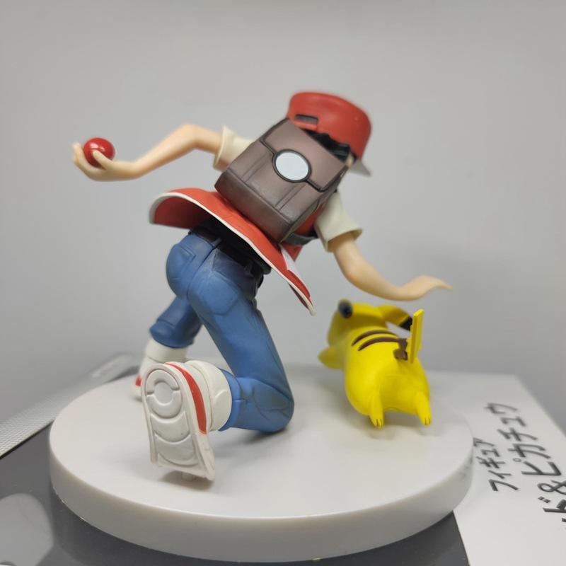 Kawaii Anime  Ash Ketchum Pikachu PVC Action Figure Game Statue Collectible Model Kids Toys Doll Gifts 12cm