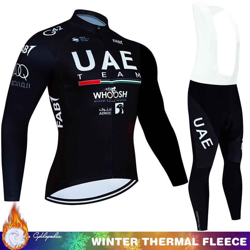 Cycling Clothing Man Bicycle Jerseys Men Sportswear Set UAE Winter Bike Jacket Thermal Fleece Jersey Men's Blouse Mtb Bib Suit