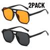 2PACK Vintage Square Sunglasses Woman Retro Brand Mirror Sun Glasses Fashion Black Orange Candy Colors Oculos De Sol Feminino