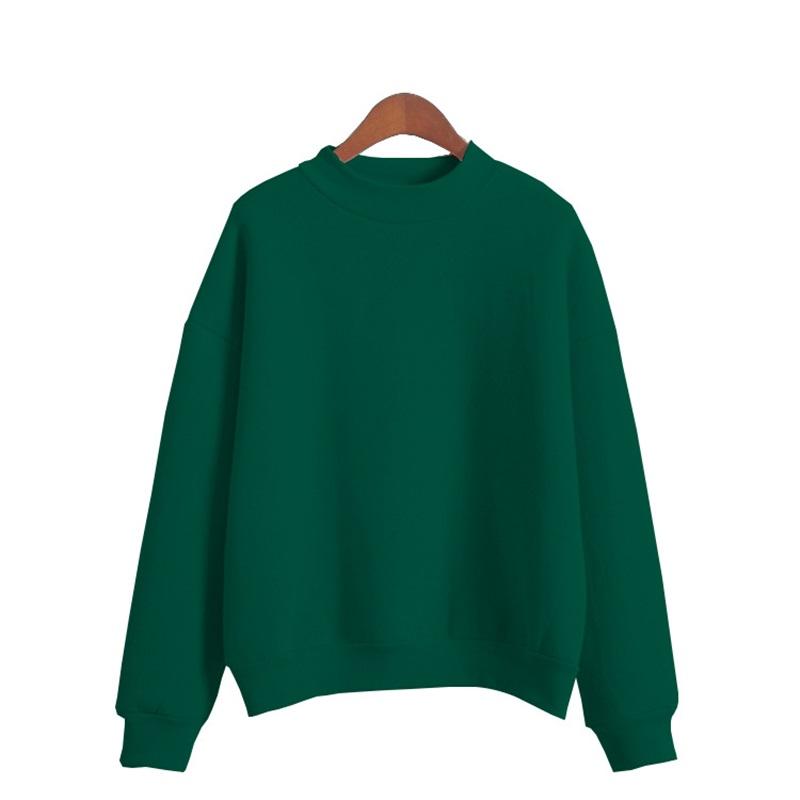 Solid Color Small High Neck Loose Casual Plus Velvet Long Sleeved Top