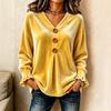 Women's Velvet V-Neck Long Sleeve Top Casual Loose Fit Color Blouse