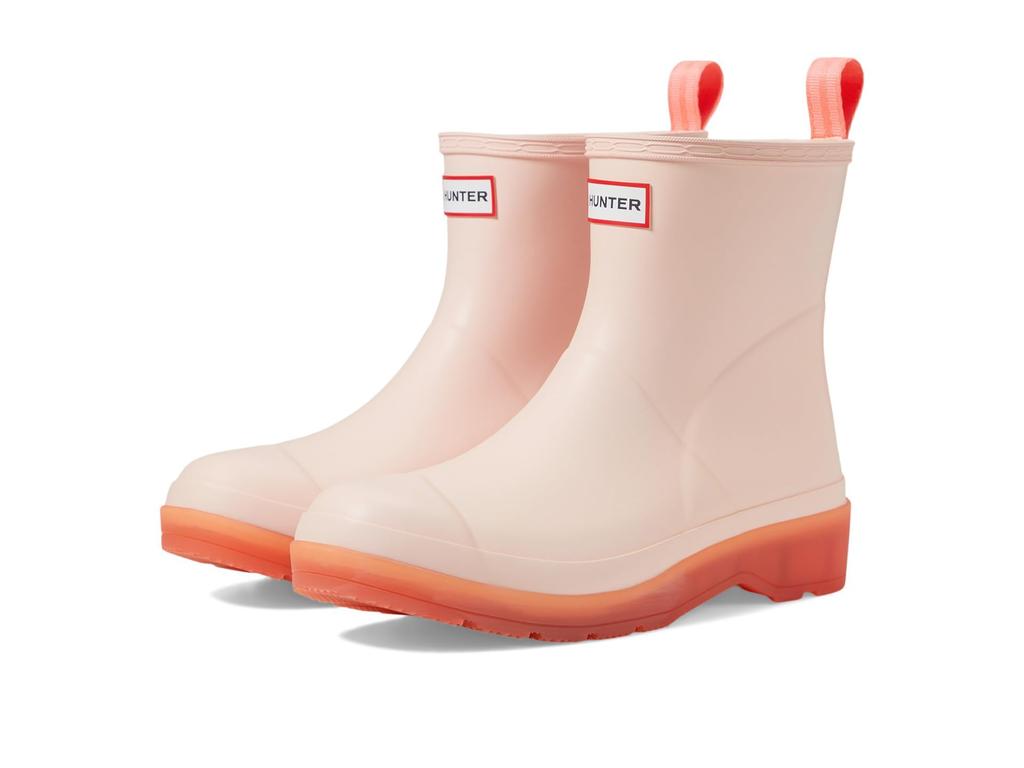 Hunter Play Short Waterproof Rubber Boots WFS4001RMA with Translucent Size UK3 Women's Sole, (22.0cm) (Rococo Pink/Orange Plaid)