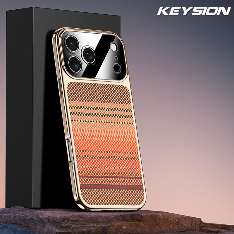 

KEYSION Luxury 3D Color Relief Woven Pattern Phone Case for iPhone 17 Pro Max 17 Air Plating TPU+PC Shockproof Back Cover for iPhone 17 Pro Max оранжевый