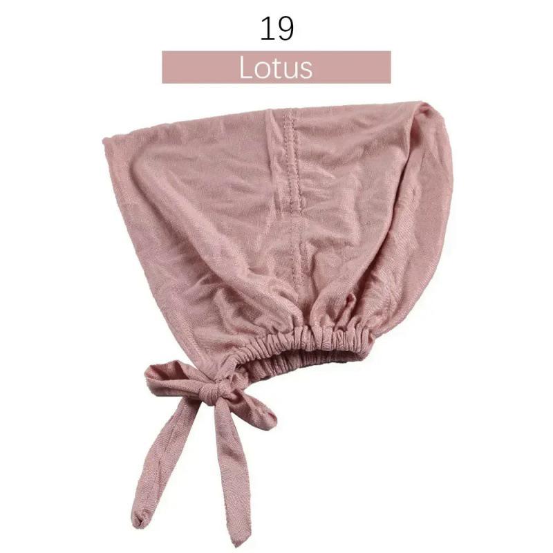 Solid Color Elastic Tie-Back Modal Undercap Hijab Scarf Adjustable Kufi Cap
