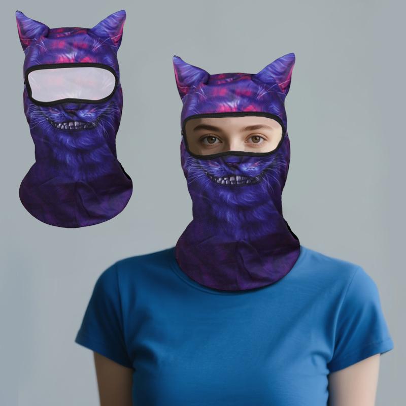 Men And Women Face Mask Funny Head Sweat-Absorbing Outdoor Activities With Ears Halloween Parties Animal Pattern Cute