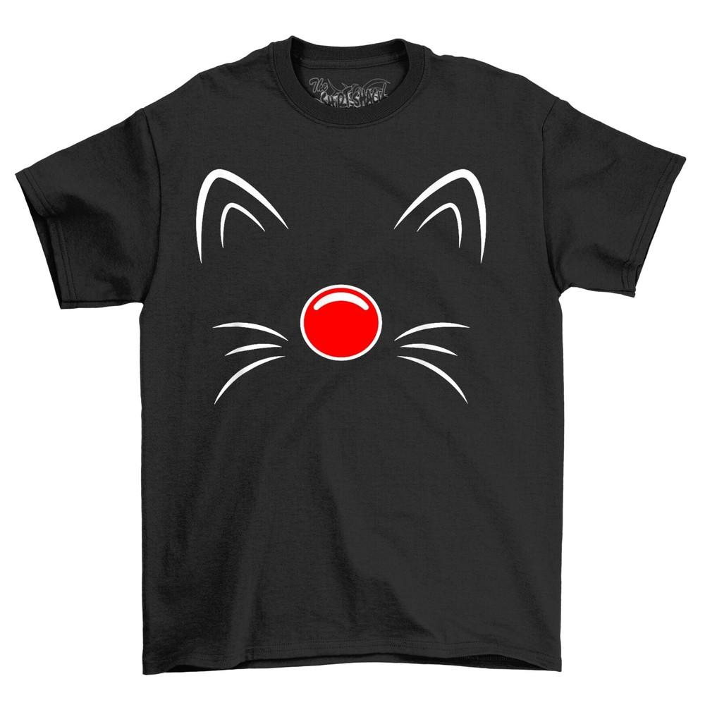 Cat Face Red Nose Novelty Funny Face T-Shirt Adults and Kids Comedy Tee Shirt