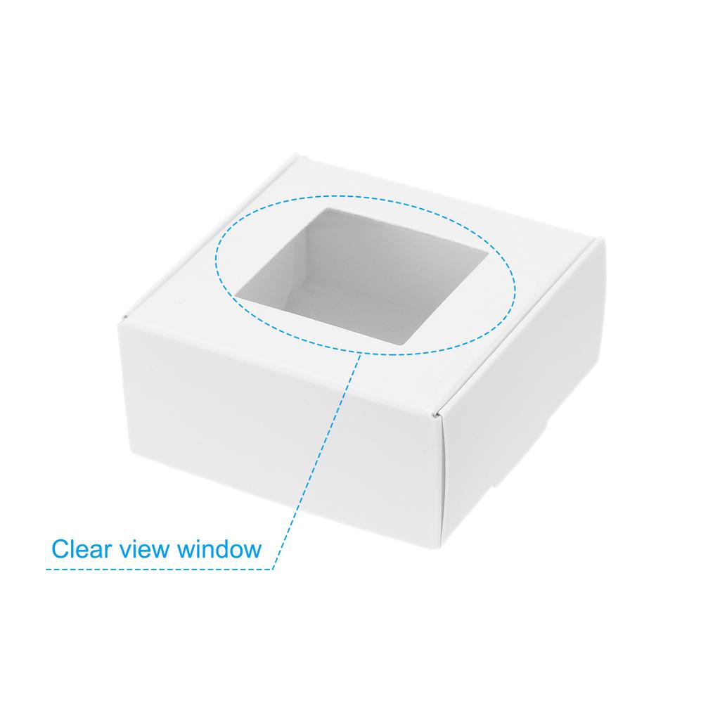 20 Pack Rectangle Paper Soap Box with Window Soap Boxes 3.3"x2.4"x1.2"/ 3.9"x2.4"x2"