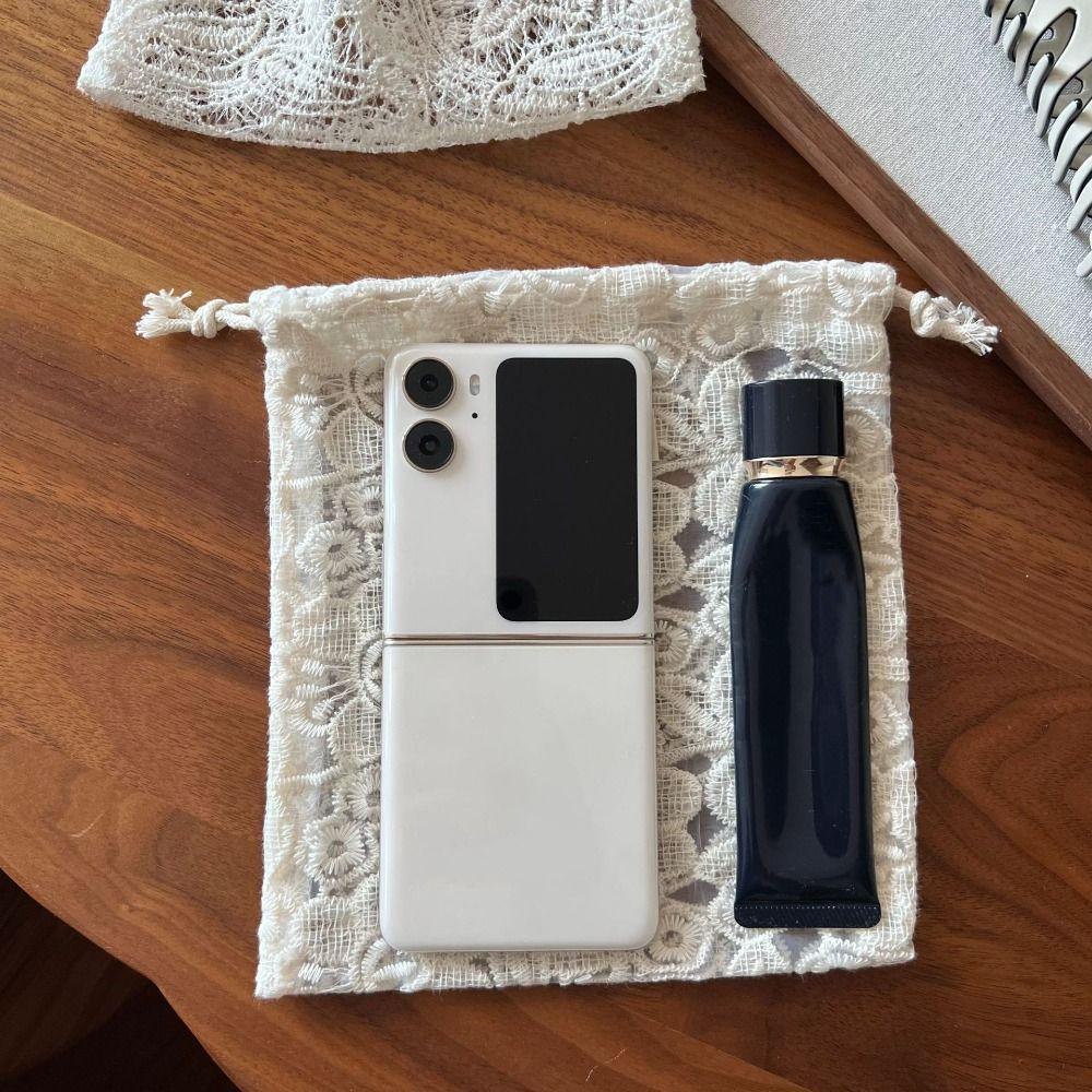 Portable Lace Drawstring Storage Bag Retro Small Makeup Bag Makeups Accessories