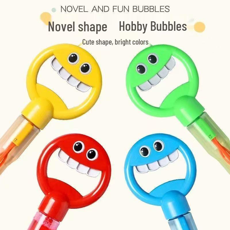 Spring Smiley Face Bubble Machine: 32-Hole Bubble Blowing Toy for Toddlers