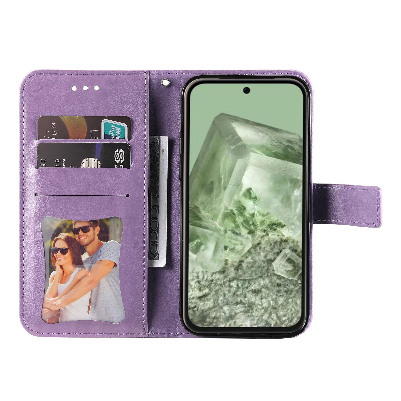 

For Google Pixel 8a Case Floral Pattern PU Leather Wallet Stand Phone Cover Green