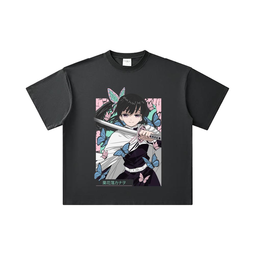 260 GSM Double Yarn 32 Count 100% Cotton Demon Slayer V98 Kanao Print Unisex Heavy Cotton T Shirt