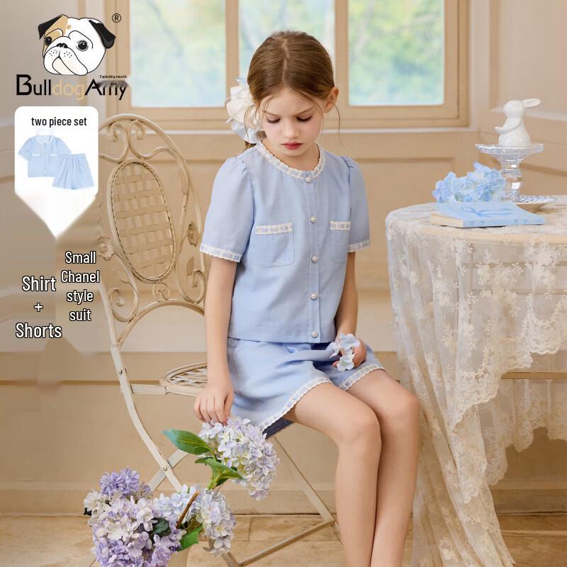CHANZUIGOU Girls Elegant Summer Shirt and Shorts Set 150 cm