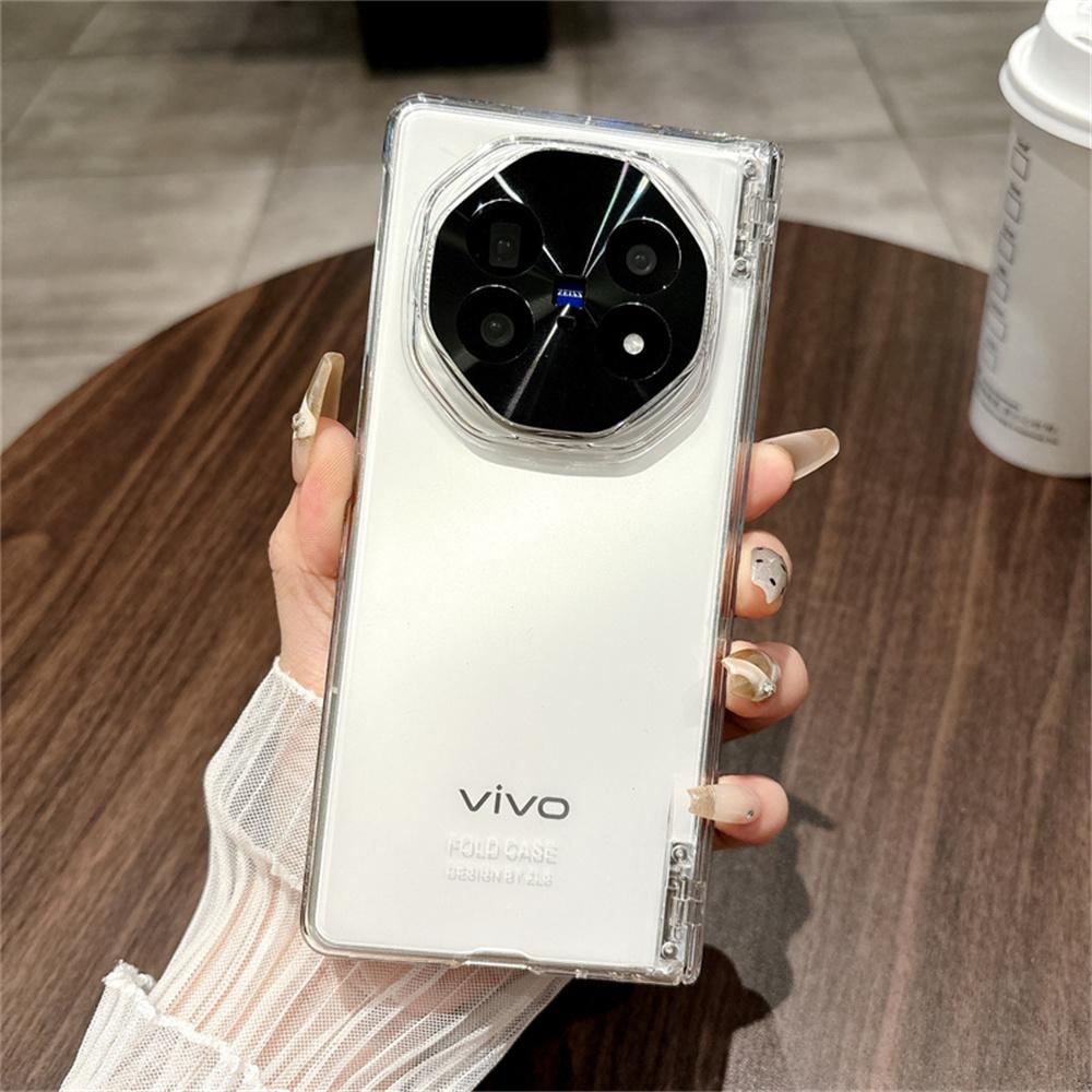 Fashion Solid Color Phone Case For VIVO X Fold 5 Front Protection Film PC Hard Shell Hinge Transparent Fold5 Back Cover