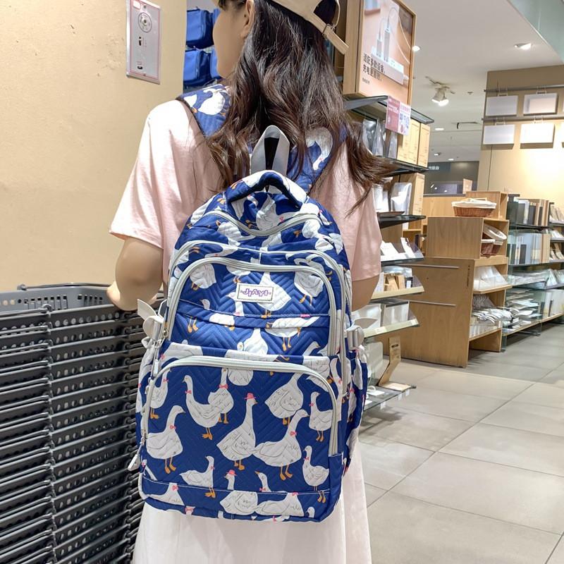 Cute Goose Cartoon Cat White Bear Sheep Pattern Student Backpack Teens For