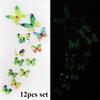 12pcs Glow-in-the-Dark 3D Butterfly Wall Decals UV Activated Luminous Stickers for Bedroom Living Room Nursery Decor