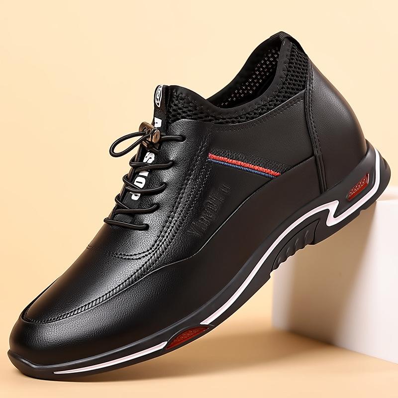 Breathable inner heightening shoes leather shoes invisible 6cm men's leather 8cm hole sports small casual heightening shoes men