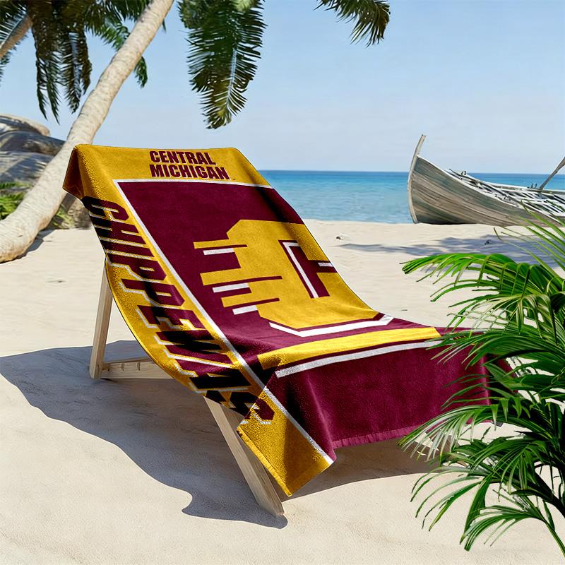 Central Michigan Chippewas Print Beach Towel, Large Soft Quick Dry Towel for Beach Camping Swimming