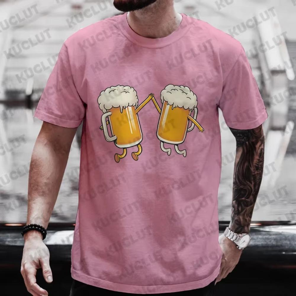 T Shirt for Men Drinking Party Team Matching Tees Cheers Beer Graphic Y2k Tops Fashion Beer DAY Plus Size Outfit Streetwear