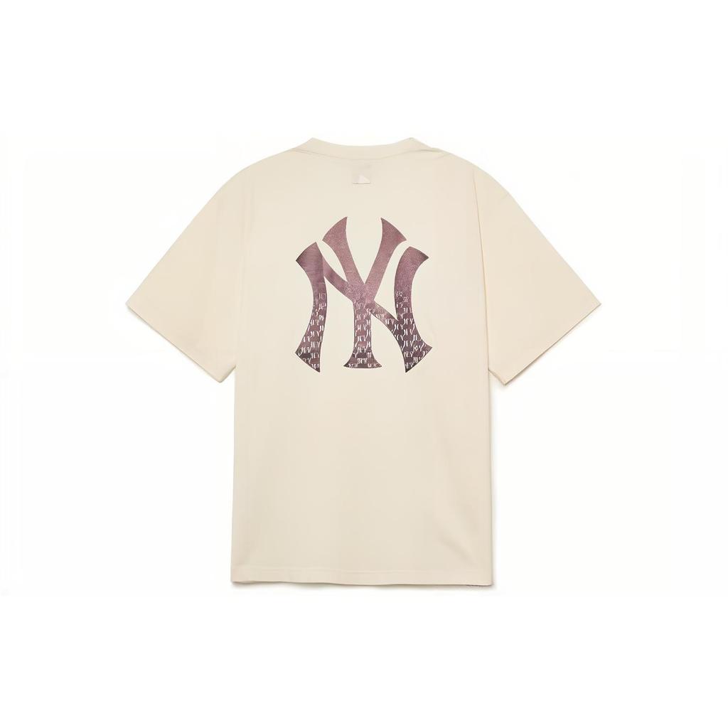 MLB T Shirts Unisex Ecru Crew Neck Moderate Straight Fit 3ATSM0334-50CRD