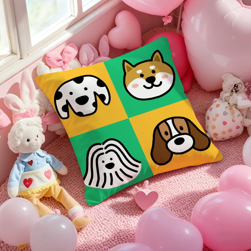 Enkla linjer hund Tecknad Kuddfodral Mönstertryckt Örngott för Vardagsrum Soffa Kuddfodral & Sovrumsdekor