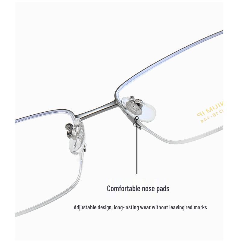 2024 Ultra-light Fashionable Square Semi-rim Titanium Blue Light Blocking Myopia Glasses