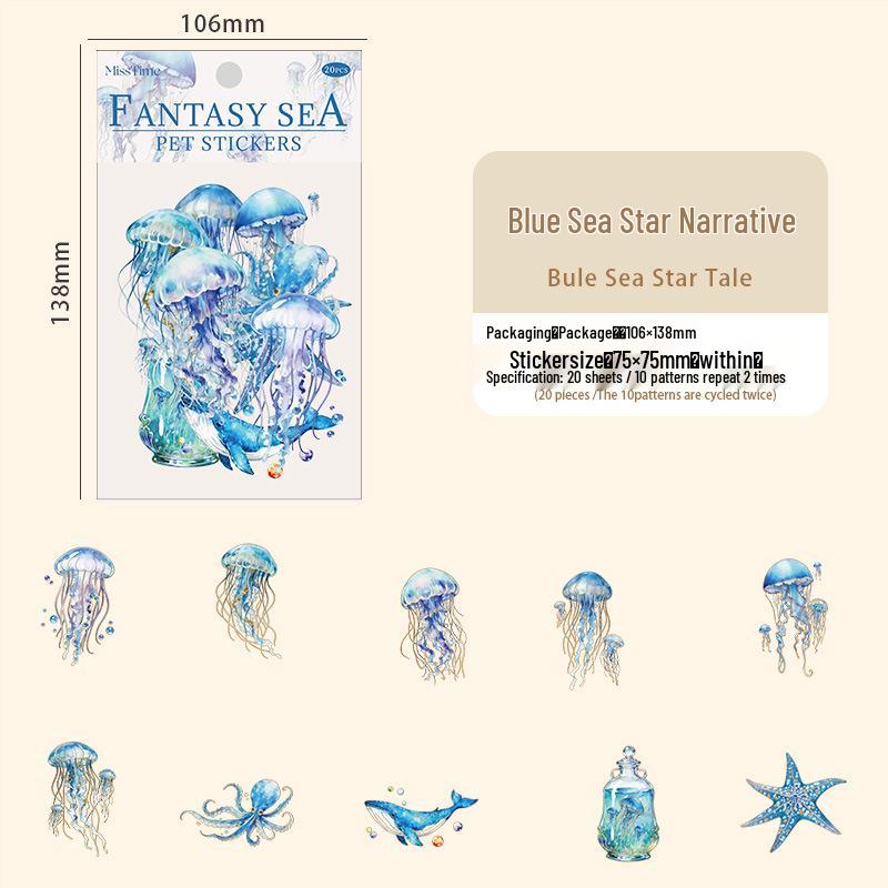 

Fantastic Ocean Series: Jellyfish Collage Design PET Sticker Pack
