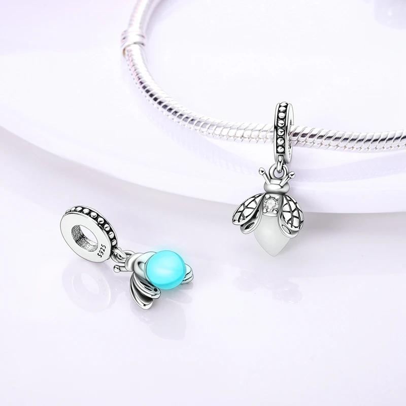 Authentic Charm Bead Charms copper Certified Luminous Fireflies Candy Stars Hearts Bead Charms Compatible With Bracelets Jewellery Diy Women
