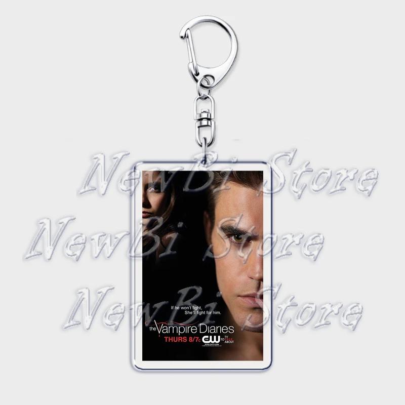 TVD The Vampire Diaries Keychain for Accessories Bag Damon Stefan Salvatore Elena Gilbert Key Chain Keyring Jewelry Fans Gifts