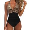 Damen Einteiler Badeanzug Neckholder Rückenfrei Kreuz Front Colorblock Print Badebekleidung Für Strand Pool Schwimmen Und Sommer Wassersport