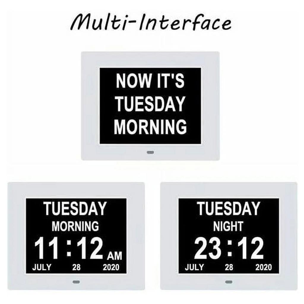 7 Inch Clock With Date And Time For Elderly, Large Digital Clock For Seniors Adjustable Brightness